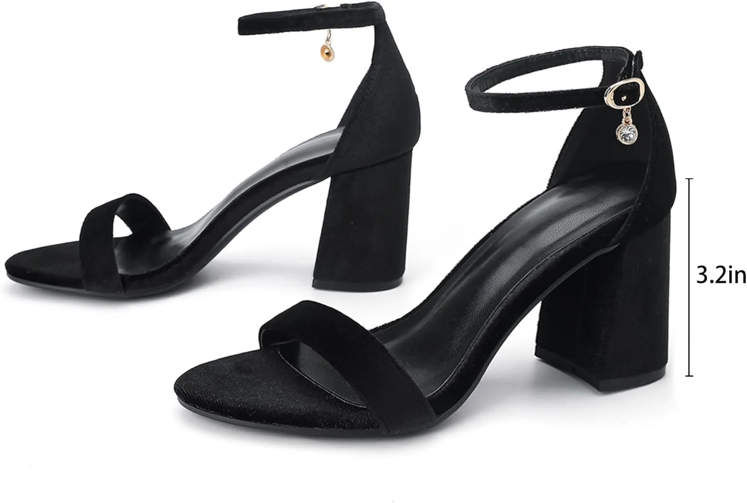 Open Toe Ankle Strap Heels Sandals, Women's Low Block Chunky Heels Party & Dating Dress Pumps Shoes