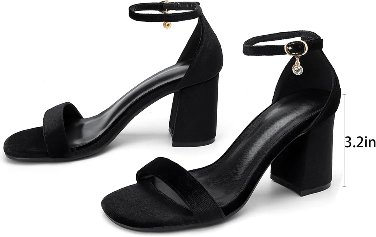 Open Toe Ankle Strap Heels Sandals, Women's Low Block Chunky Heels Party & Dating Dress Pumps Shoes