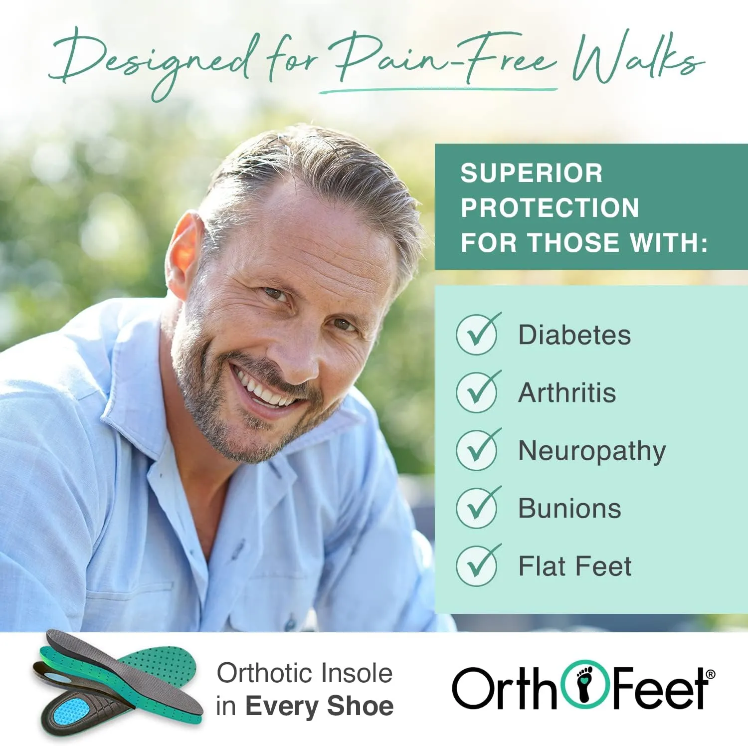 Orthofeet Men's Orthopedic Leather Pacific Palisades Waterproof Sneakers