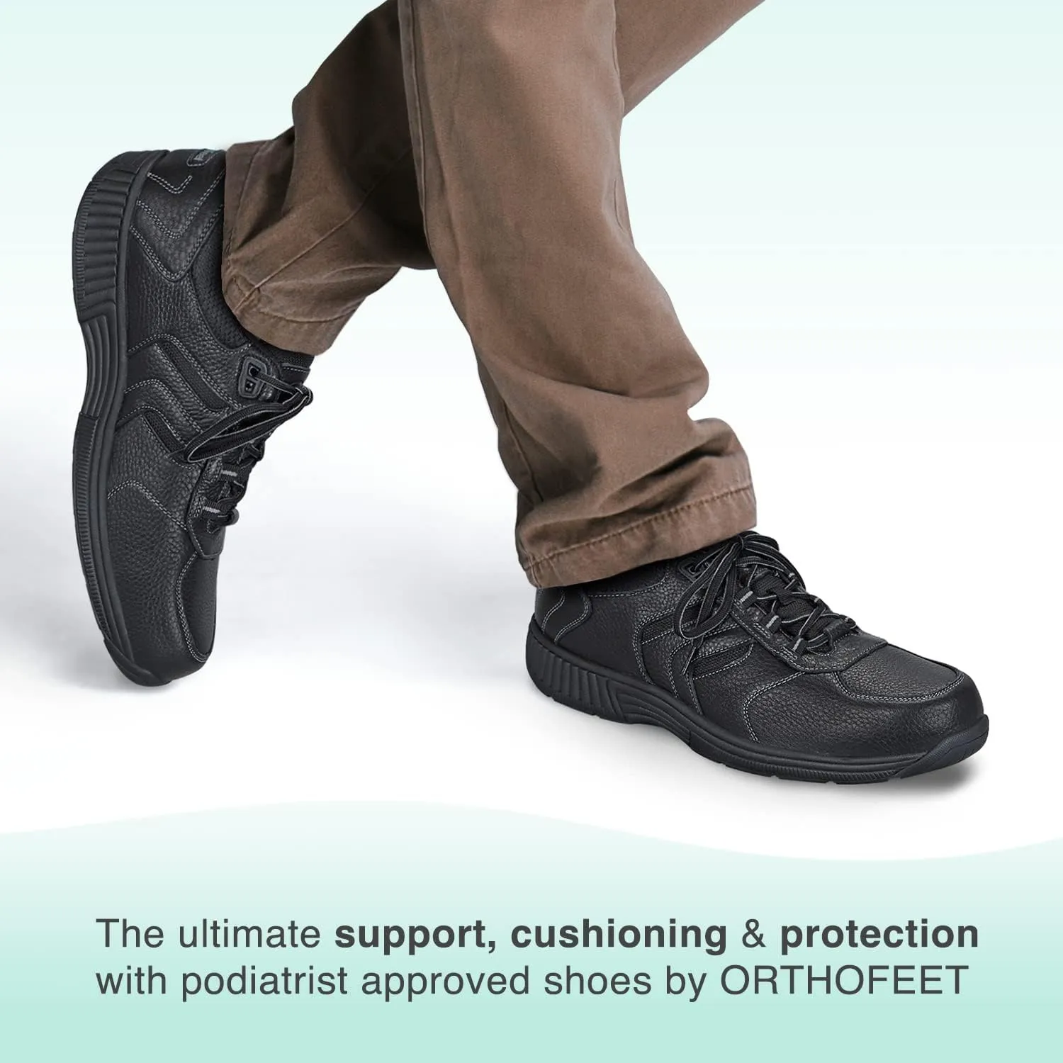Orthofeet Men's Orthopedic Leather Pacific Palisades Waterproof Sneakers