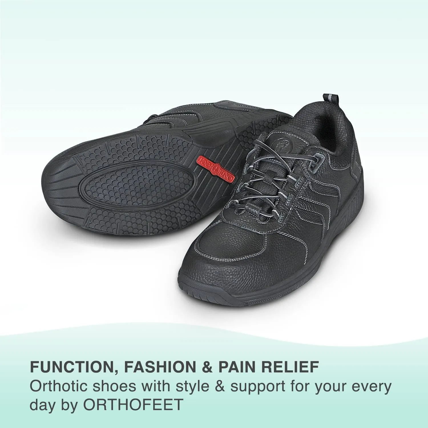 Orthofeet Men's Orthopedic Leather Pacific Palisades Waterproof Sneakers