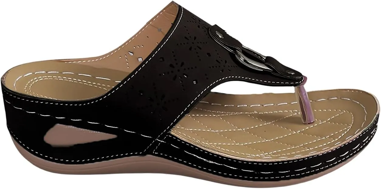 Orthopedic Sandals for Women Comfort Dressy Flip Flops Arch Support T-Stray Wide Width Slippers Beach Walking 2025 Wedge Casual Comfortable Flat Open Toe Platform Non-Slip Summer Dress Shoes