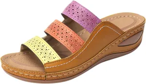 Orthopedic Sandals for Women with Arch Support Walking Slippers Slip On Wide Width Slides for Summer Beach Non Slip Breathable Sandal Vintage Flip Flops Dressy Spring Flat