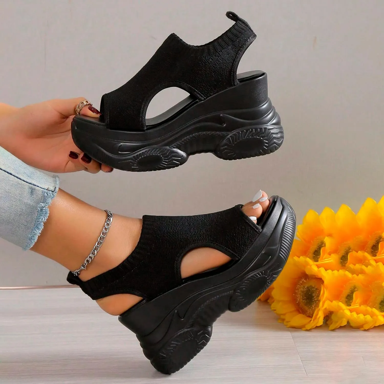 Orthopedic Shoes for Women Wedge Summer Open Toe Ankle Strap Platform Sandals Casual Strappy Slip on Sandals Beach