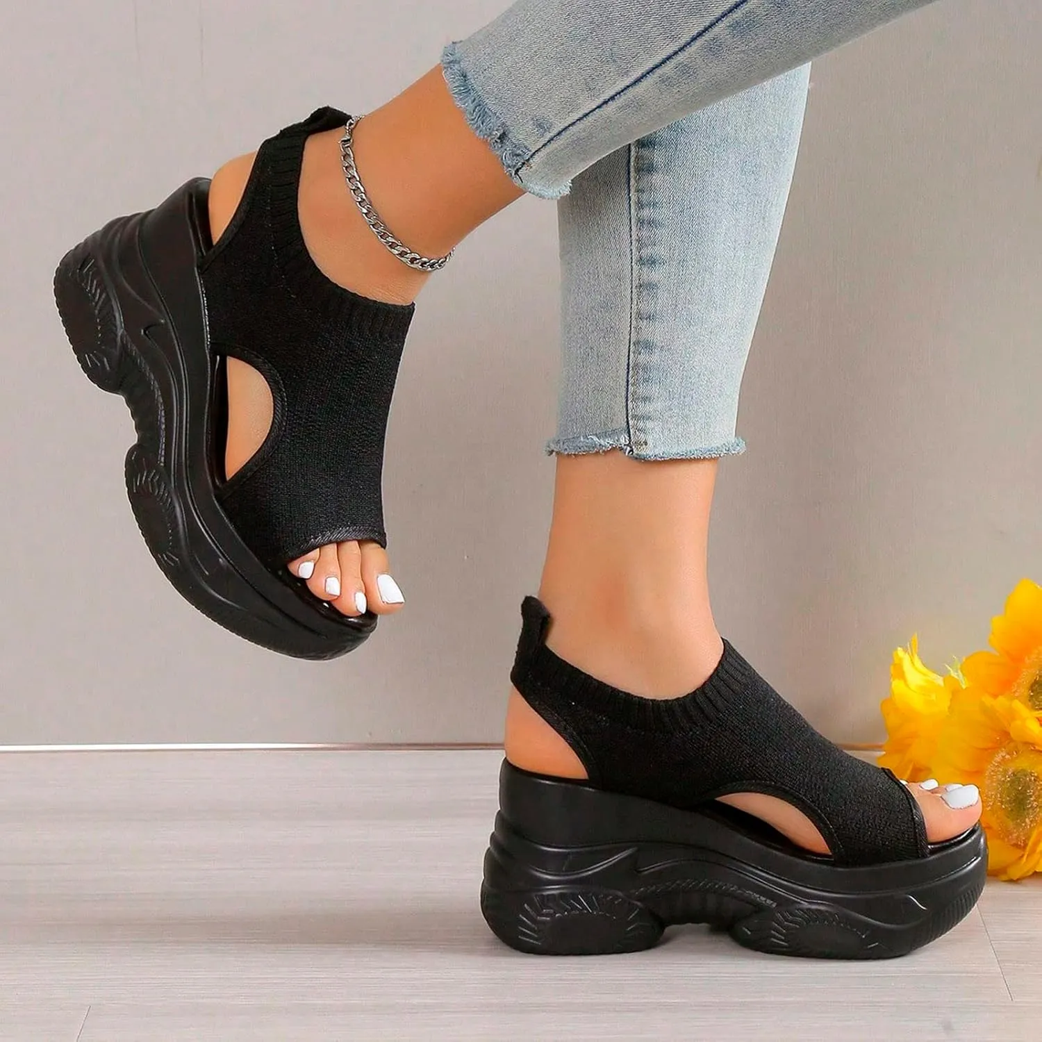 Orthopedic Shoes for Women Wedge Summer Open Toe Ankle Strap Platform Sandals Casual Strappy Slip on Sandals Beach