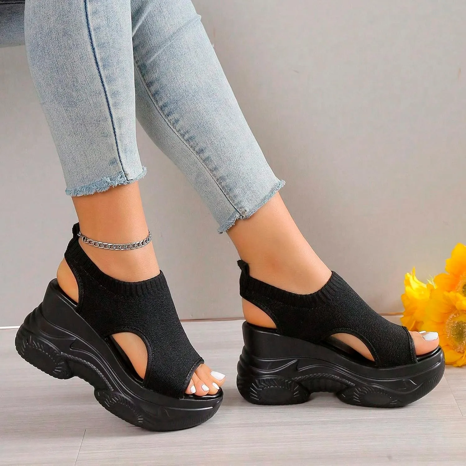 Orthopedic Shoes for Women Wedge Summer Open Toe Ankle Strap Platform Sandals Casual Strappy Slip on Sandals Beach