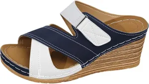 Orthopedic Wedge Sandals for Women Crisscross Strap Open Toe Sandals Comfortable Summer Slip On Moccasin Women Slippers