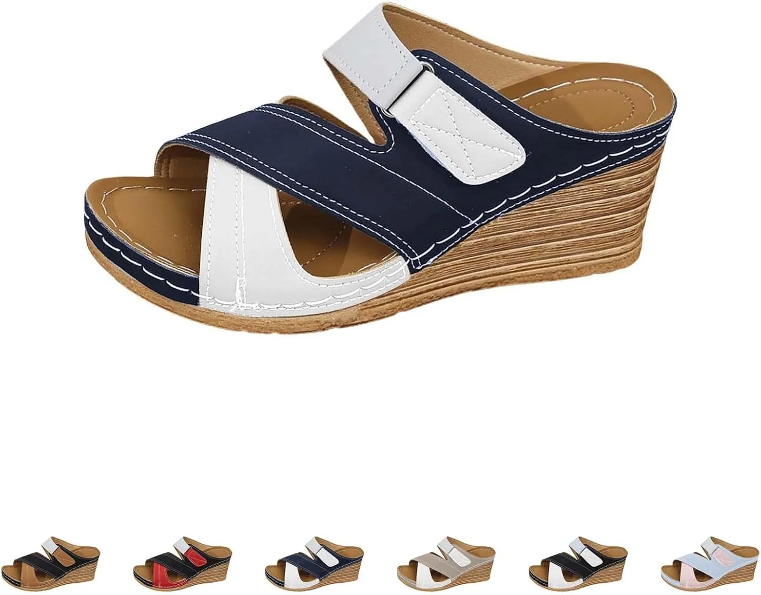 Orthopedic Wedge Sandals for Women Crisscross Strap Open Toe Sandals Comfortable Summer Slip On Moccasin Women Slippers
