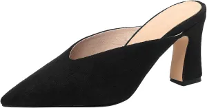 Parisuit Women's Pointed Toe Slip On Mules Chunky High Heels Slingbck Slide Sandal Sexy Dress Shoes