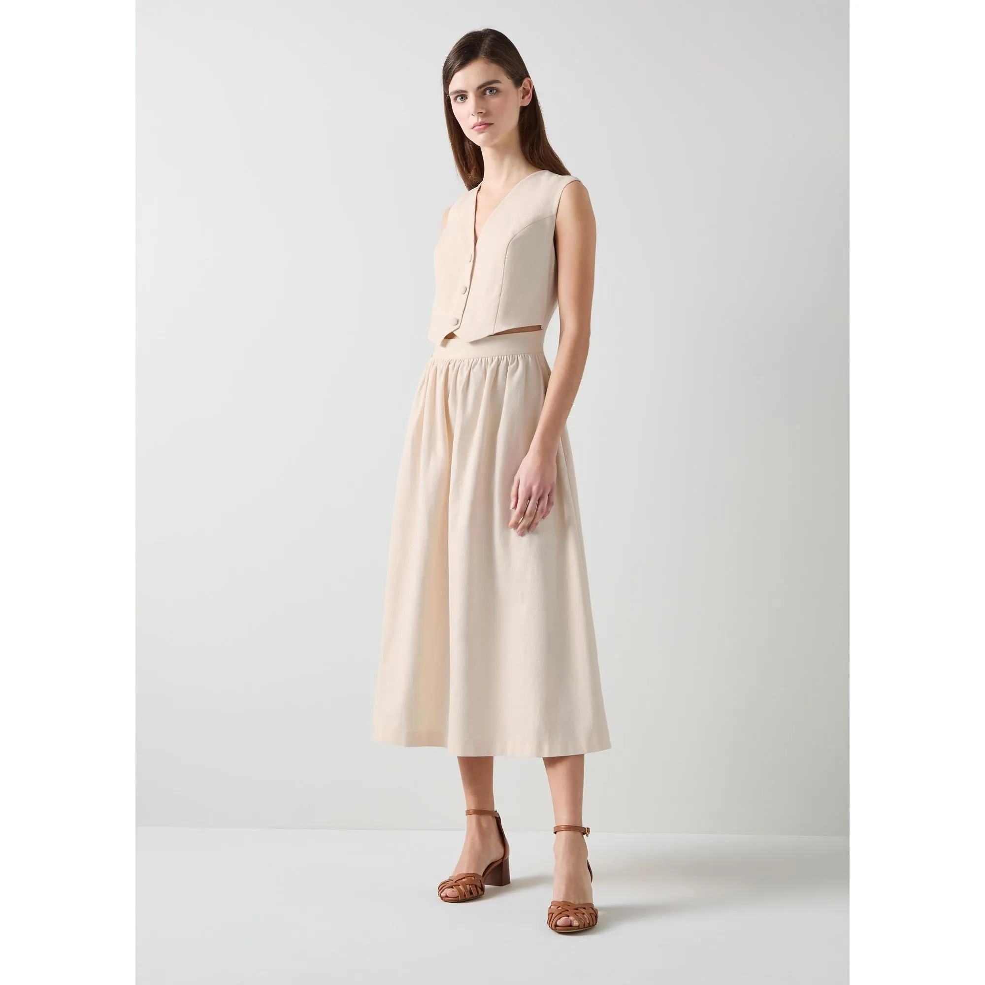 Pernille Cream Waistcoat Cotton Mix Dress