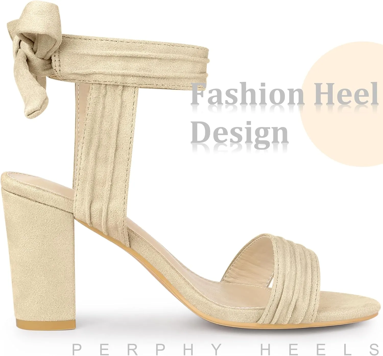 Perphy Open Toe Ankle Tie Back Chunky Heel Sandals for Women