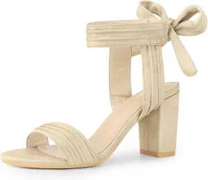 Perphy Open Toe Ankle Tie Back Chunky Heel Sandals for Women