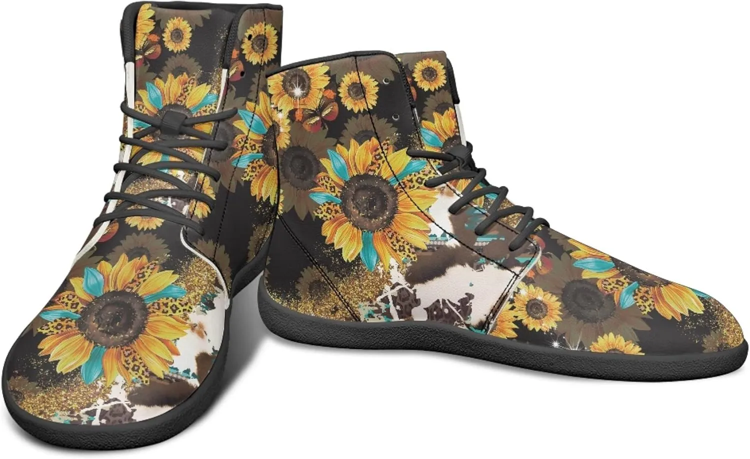 Personalized Print Sneakers for Men Women PU Leather High Top Barefoot Shoes