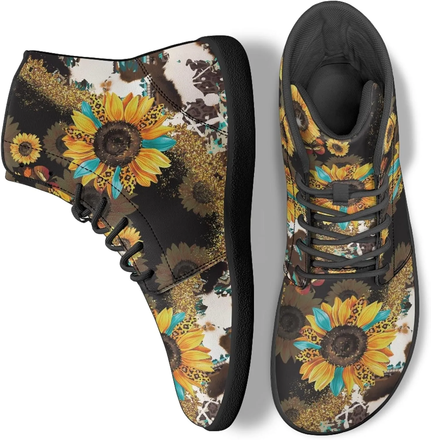 Personalized Print Sneakers for Men Women PU Leather High Top Barefoot Shoes