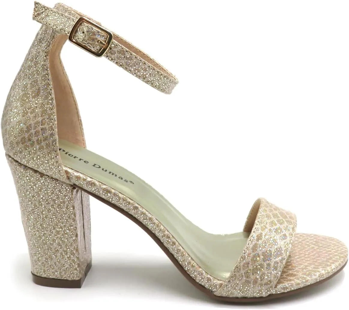 Pierre Dumas Women's Open Toe Ankle Strap Chunky Block Heel Sandals