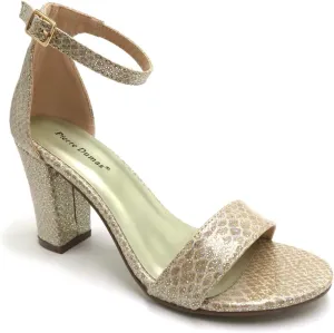 Pierre Dumas Women's Open Toe Ankle Strap Chunky Block Heel Sandals