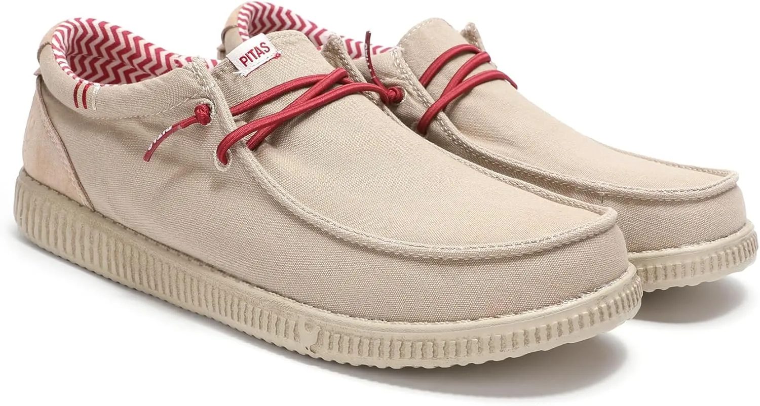 PITAS Ledro Men’s Casual Loafers | Cotton & Suede Upper | Lightweight & Comfortable Slip-On Shoes for Men | Beige