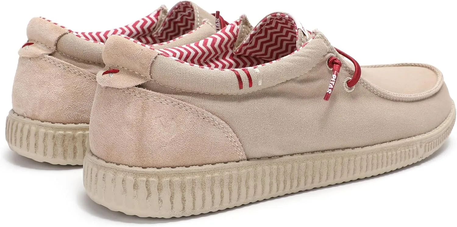 PITAS Ledro Men’s Casual Loafers | Cotton & Suede Upper | Lightweight & Comfortable Slip-On Shoes for Men | Beige