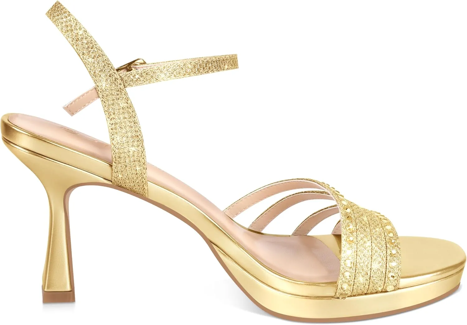 PIZZ ANNU Lena Women's Platform Heels High Block Chunky Sparkly Rhinestone Open Toe Ankle Strap Fashion Dress Pump Sandals Shoes for Party Wedding