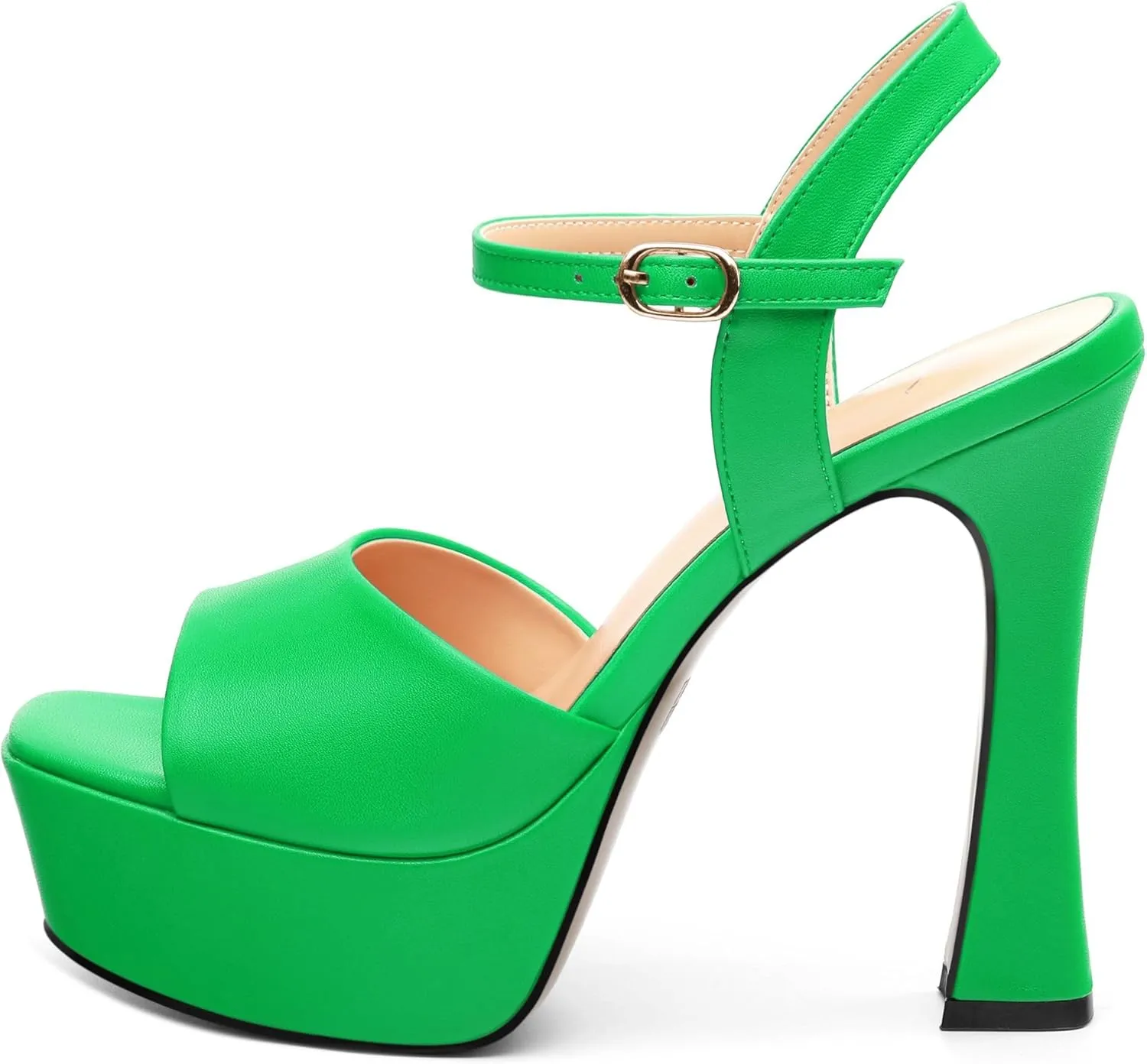 Platform High Heels for Women, Chunky Heels Sandals for Women Comfy Square Open Toe Ankle Strap Stylish Heeled Sandals Party Prom Wedding Dress Pumps Shoes 4.7 Inch