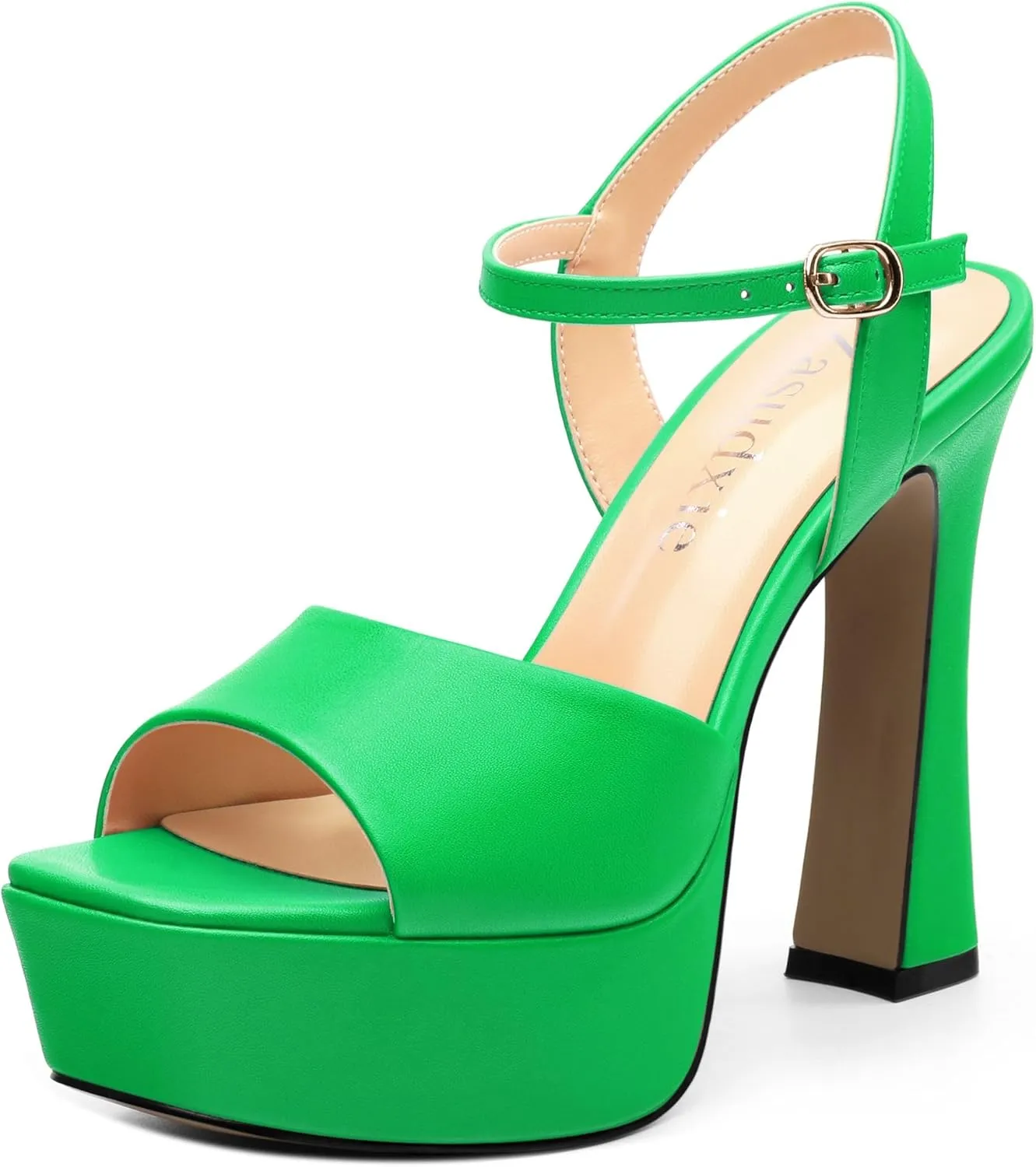 Platform High Heels for Women, Chunky Heels Sandals for Women Comfy Square Open Toe Ankle Strap Stylish Heeled Sandals Party Prom Wedding Dress Pumps Shoes 4.7 Inch