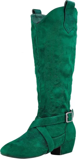 Prescott Suede Sole Western Style Line Dancing Salsa Shoe Long Warm Up Line Shoes West Coast Swing Dance Boots