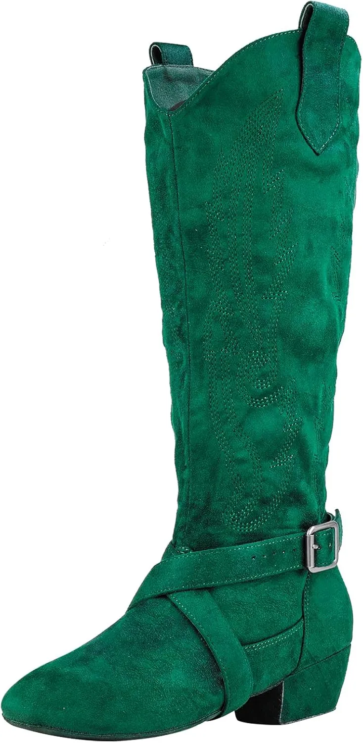 Prescott Suede Sole Western Style Line Dancing Salsa Shoe Long Warm Up Line Shoes West Coast Swing Dance Boots