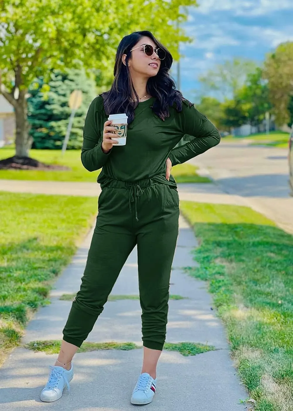 PRETTYGARDEN Women's Spring Fall 2 Piece Lounge Outfit Long Sleeve Crewneck Pullover Tops High Waisted Pants Set Tracksuit