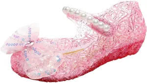 Princess Crystal Shoes for Girls Birthday Casual Sandals Shoes Jelly Shoes for Wedding Party Shoes(Red,31)