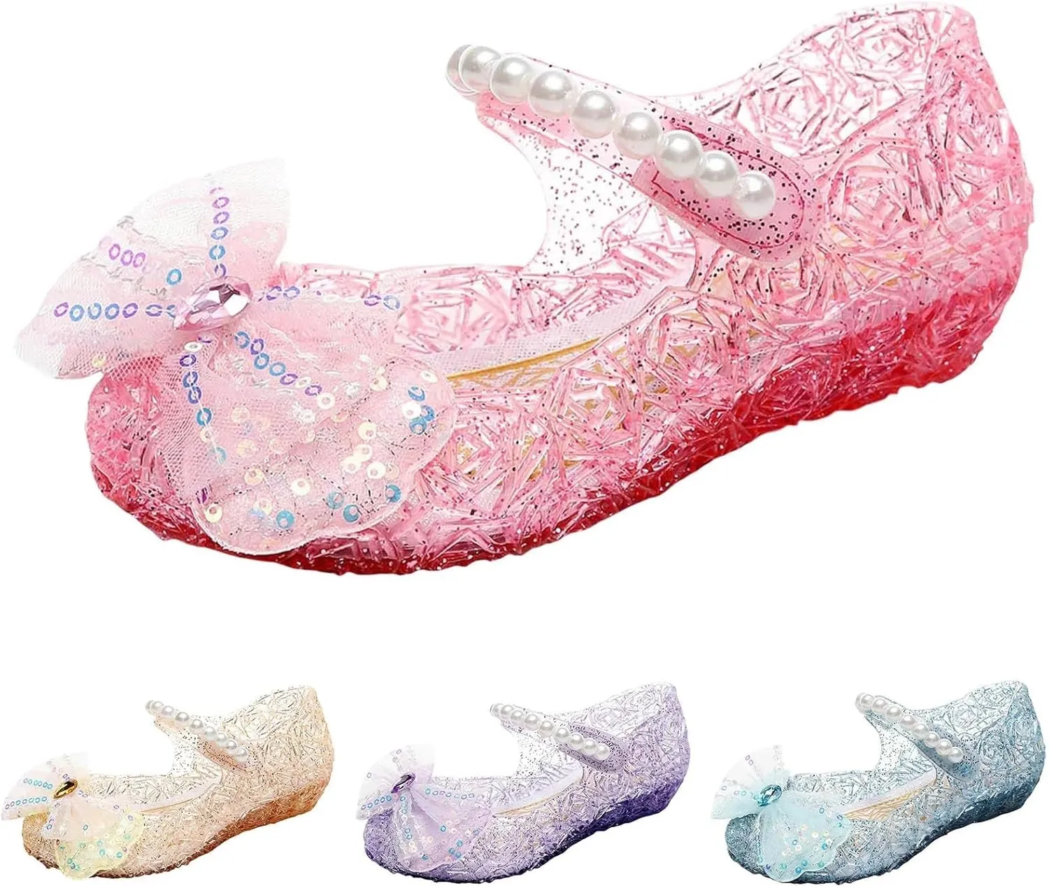 Princess Crystal Shoes for Girls Birthday Casual Sandals Shoes Jelly Shoes for Wedding Party Shoes(Red,31)