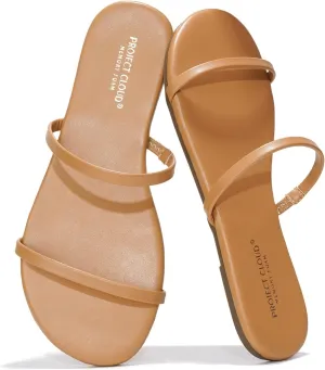 Project Cloud Sandals Women - Memory Foam Flip Flops for Women - Vegan Leather Summer Sandals - Lightweight Slip On Beach Essentials Slides (Transition)