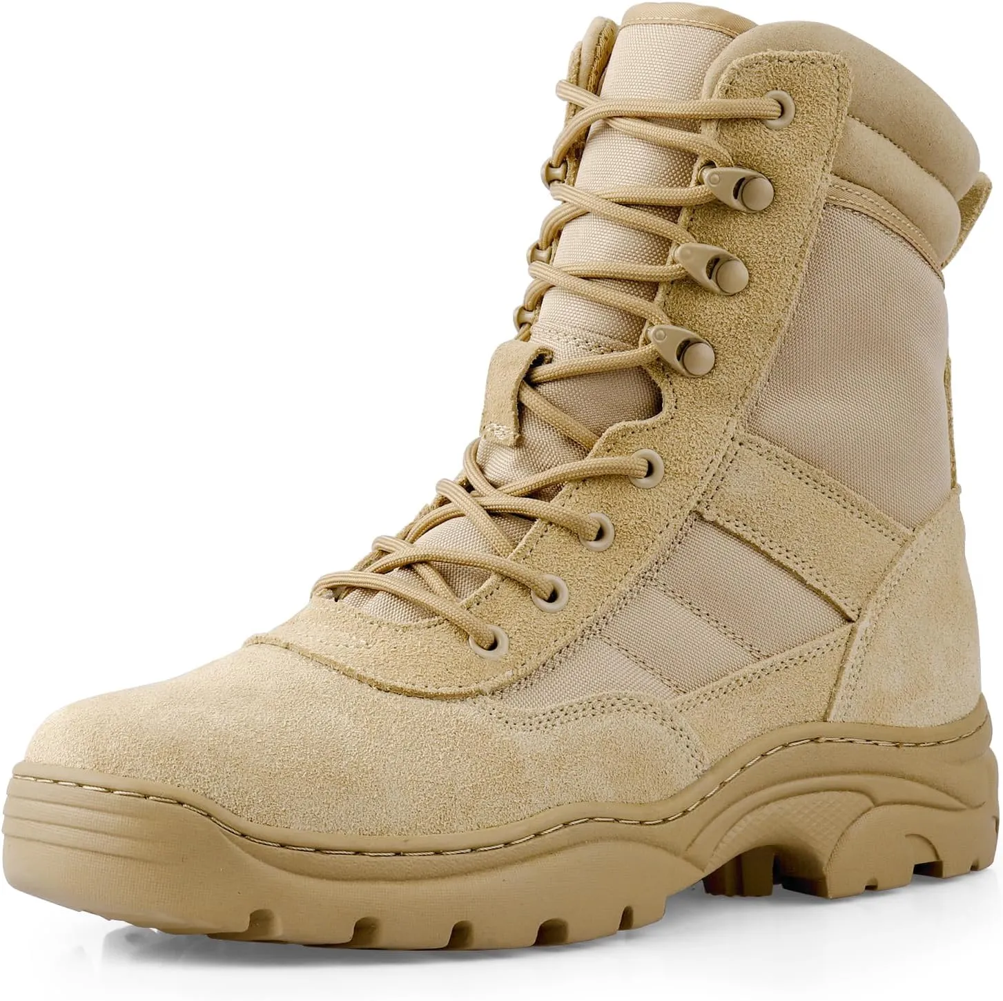 QUNLON Men's Military Side Zipper Tactical Boots Lightweight Breathable 8 inch Combat Outdoors Boots