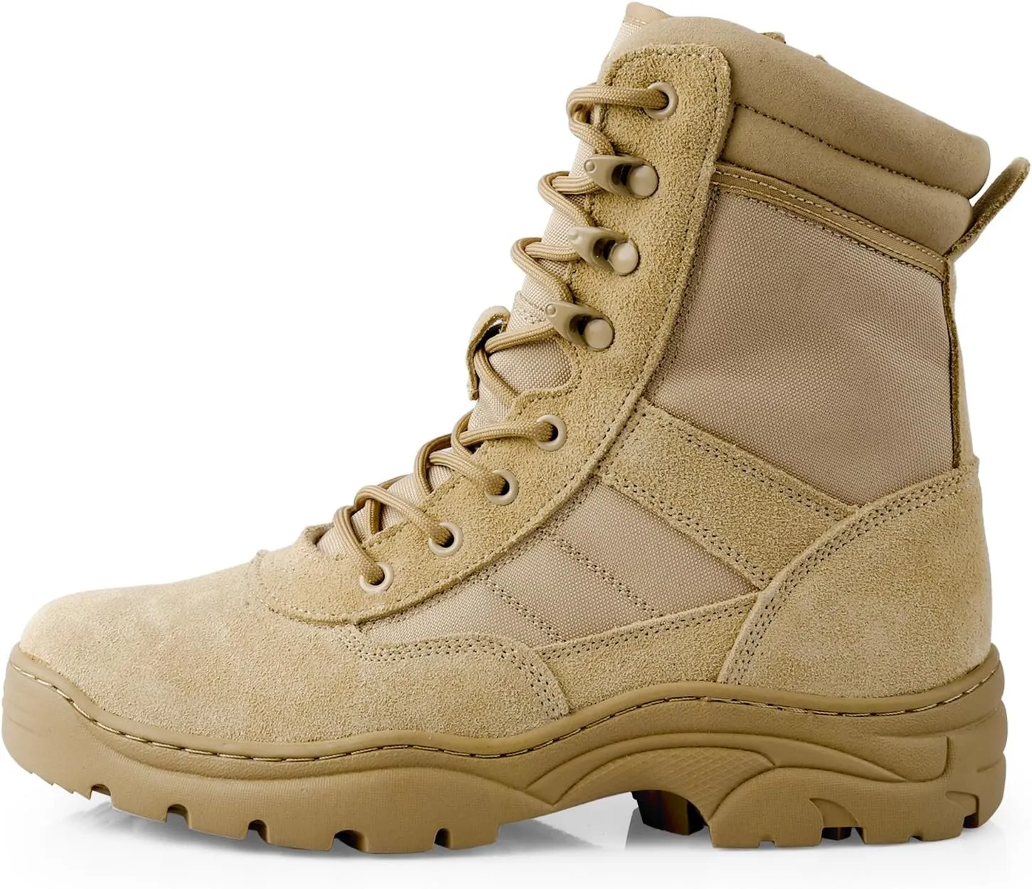 QUNLON Men's Military Side Zipper Tactical Boots Lightweight Breathable 8 inch Combat Outdoors Boots
