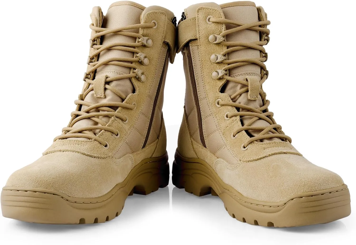 QUNLON Men's Military Side Zipper Tactical Boots Lightweight Breathable 8 inch Combat Outdoors Boots