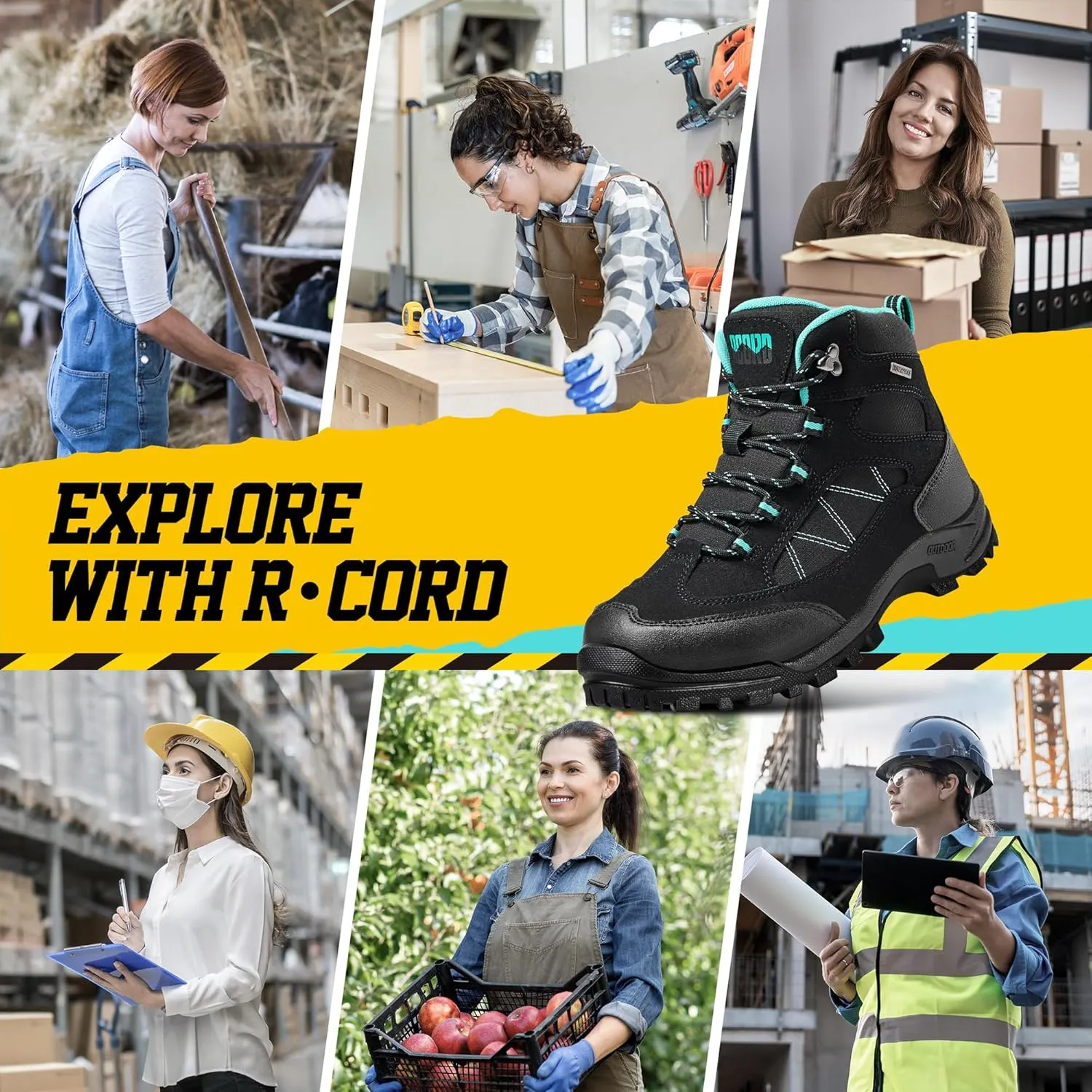 R CORD Steel Toe Boots for Women Waterproof Safety Work Boots Non-slip Composite Toe Boots for Women Steel Toe Shoes for Women Construction Boots Hiking Boots Womens