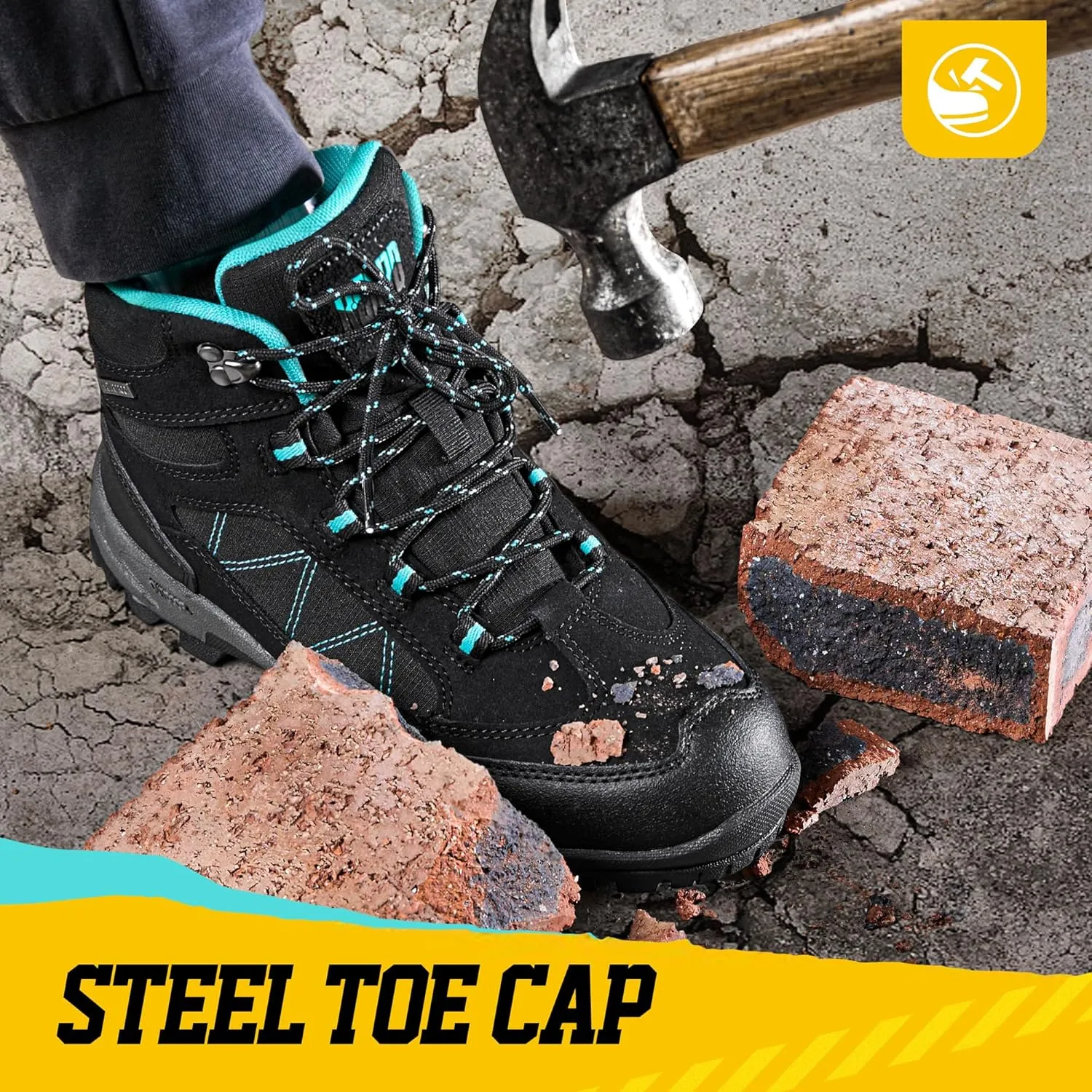 R CORD Steel Toe Boots for Women Waterproof Safety Work Boots Non-slip Composite Toe Boots for Women Steel Toe Shoes for Women Construction Boots Hiking Boots Womens