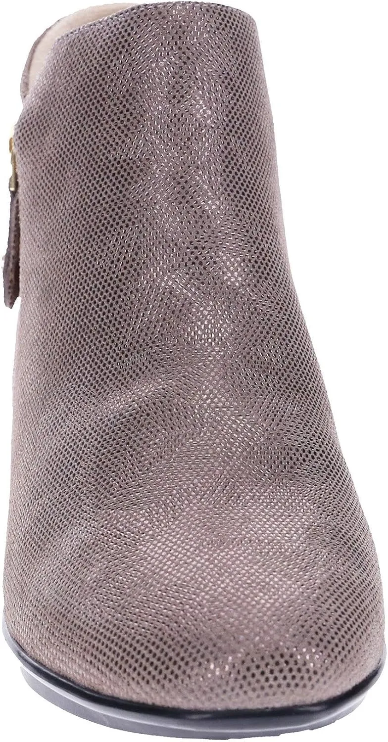 Revere Damascus Leather Bootie – Asymmetrical Zip Detail, Demi-Wedge Outsole, Slip-Resistant, Removable Comfort Footbed, Forefoot Cushion Zone with Arch Support