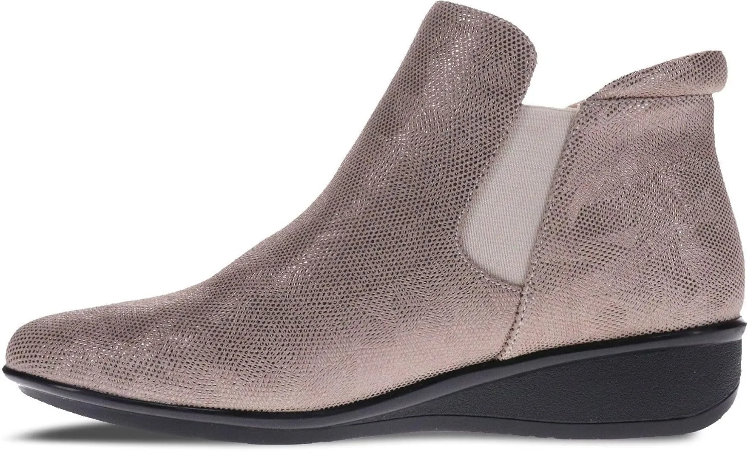 Revere Damascus Leather Bootie – Asymmetrical Zip Detail, Demi-Wedge Outsole, Slip-Resistant, Removable Comfort Footbed, Forefoot Cushion Zone with Arch Support