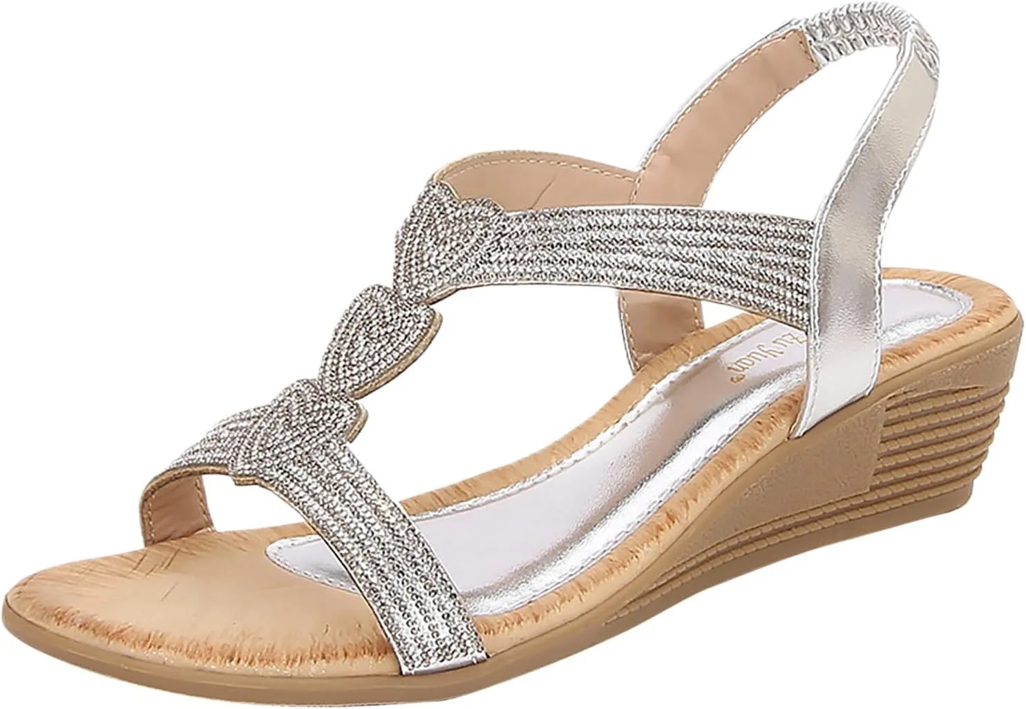 Rhinestone Sandals for Women Sparkly Sandals Shoes For Women Casual Go Dating Hiking Sandal Heeled Wedge Sandal Black