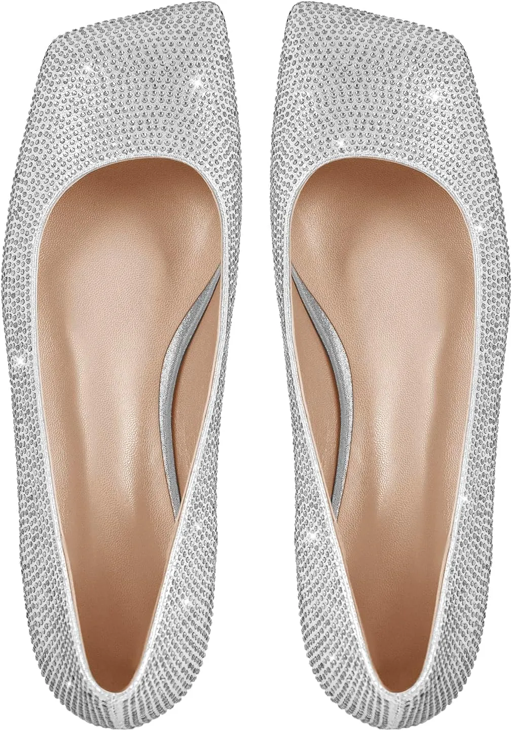 richealnini Women's Slip On Slide Flats Pumps Crystals Loafer Party Wedding Shoes