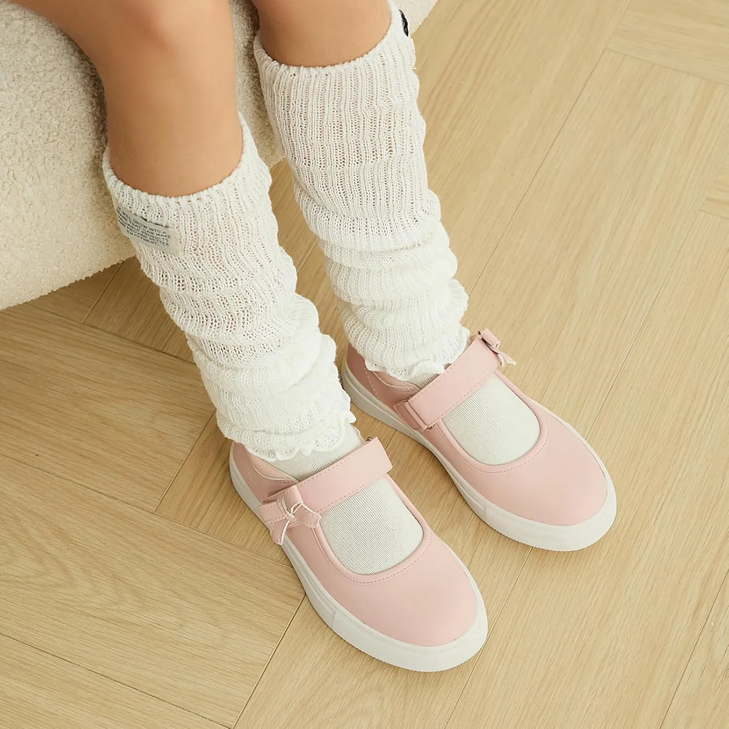 Rihero Girls Sneakers Kids School Uniform Mary Jane Shoes Casual Walking Shoes for Toddler Little Big Kids