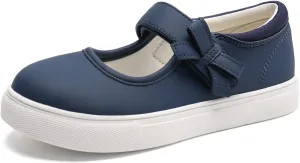 Rihero Girls Sneakers Kids School Uniform Mary Jane Shoes Casual Walking Shoes for Toddler Little Big Kids