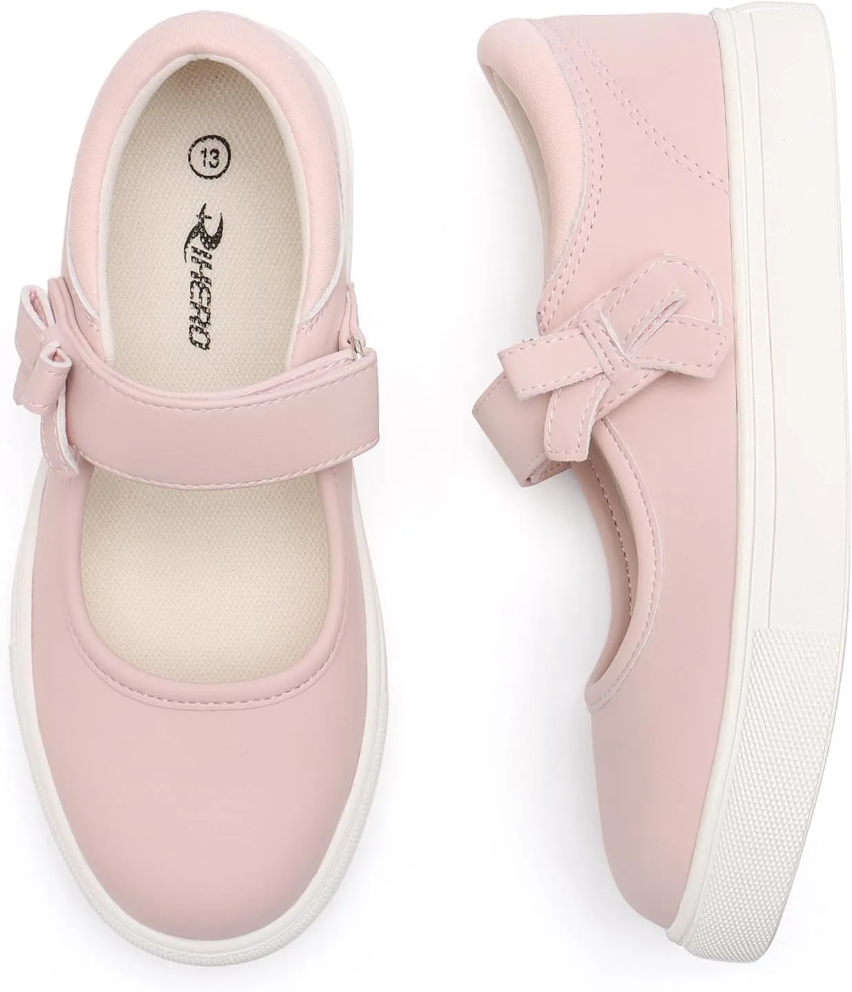 Rihero Girls Sneakers Kids School Uniform Mary Jane Shoes Casual Walking Shoes for Toddler Little Big Kids
