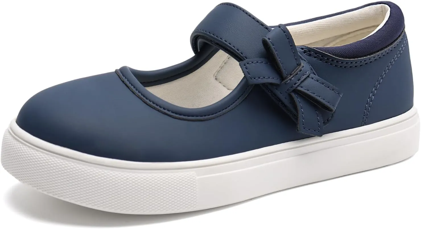 Rihero Girls Sneakers Kids School Uniform Mary Jane Shoes Casual Walking Shoes for Toddler Little Big Kids