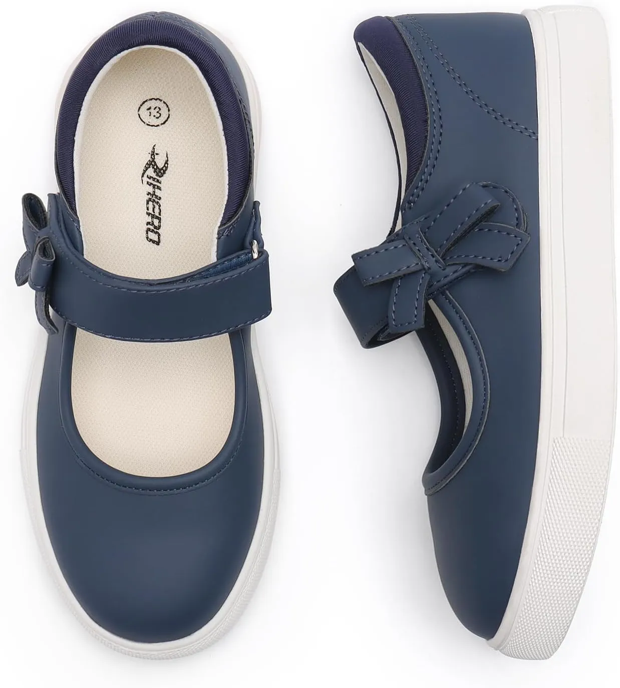 Rihero Girls Sneakers Kids School Uniform Mary Jane Shoes Casual Walking Shoes for Toddler Little Big Kids
