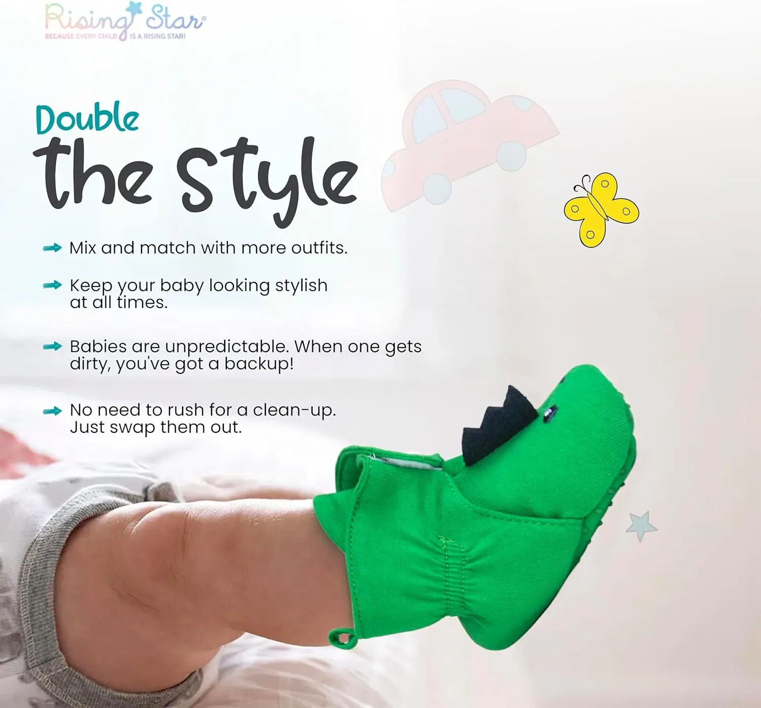 Rising Star Baby-Girl's Fleece Boots 0-12 Months Non Slip Grippers Slippers That Stay on Snow