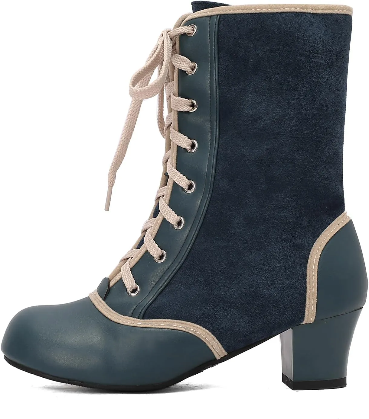 Roimaash Women's Victorian Boots Ankle High Cone Heels