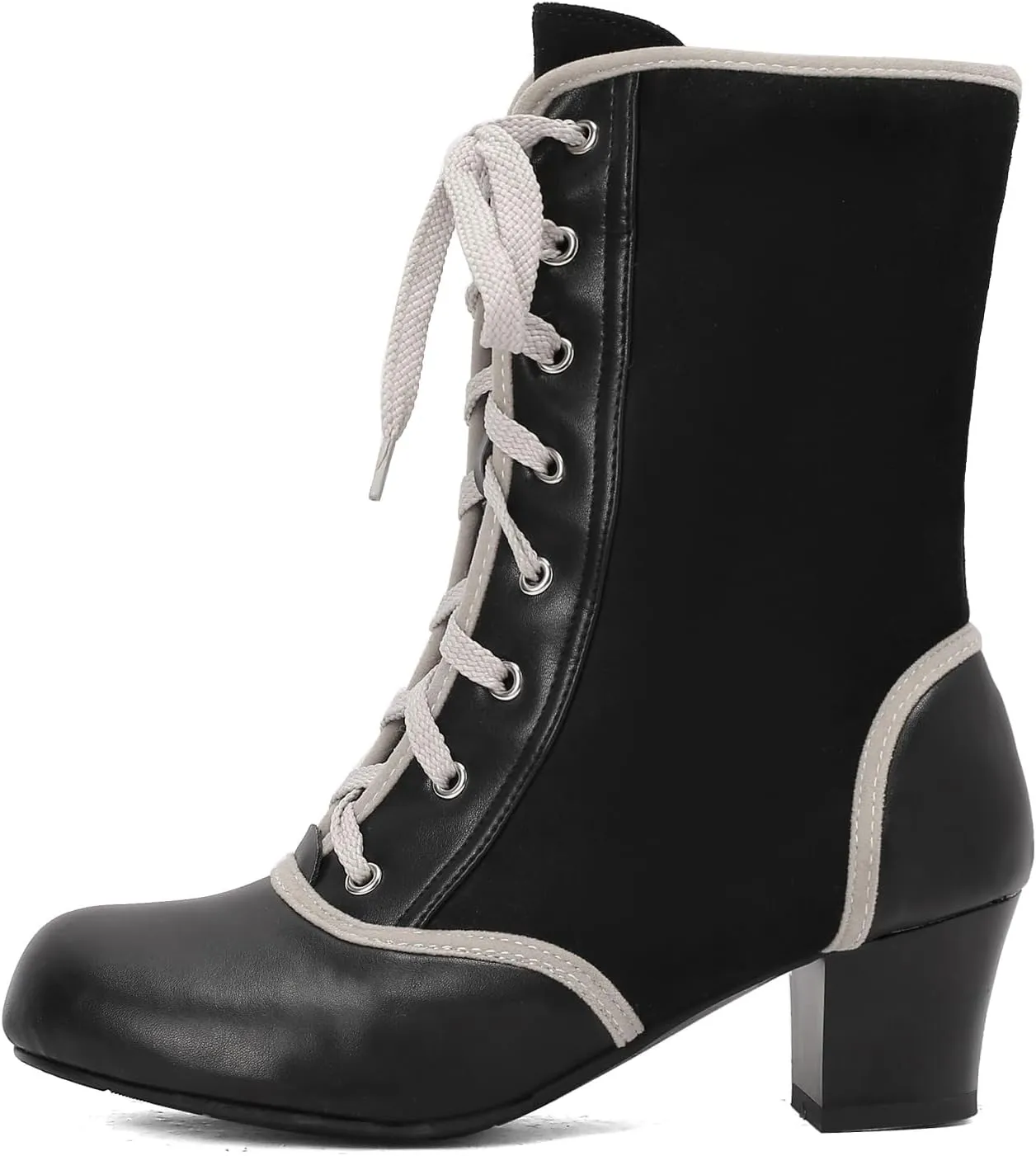 Roimaash Women's Victorian Boots Ankle High Cone Heels