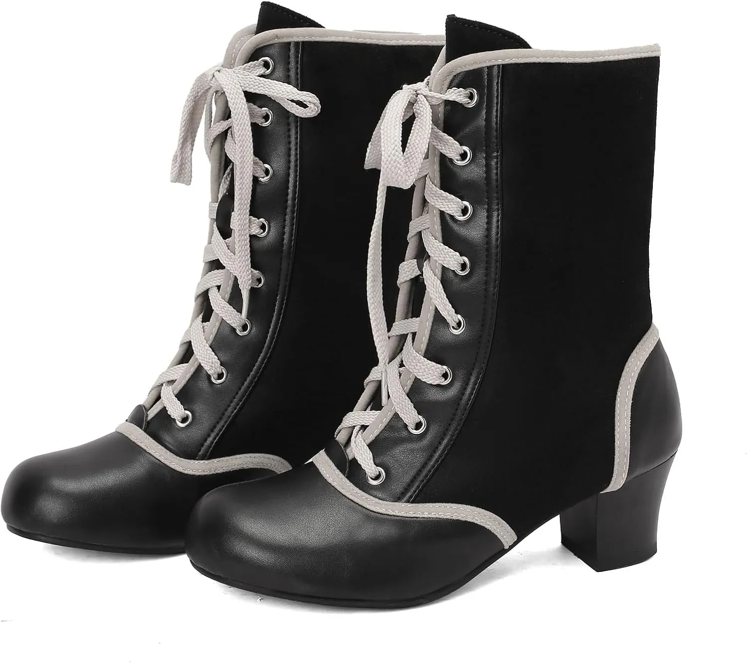 Roimaash Women's Victorian Boots Ankle High Cone Heels