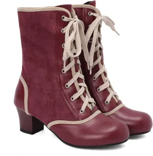 Roimaash Women's Victorian Boots Ankle High Cone Heels